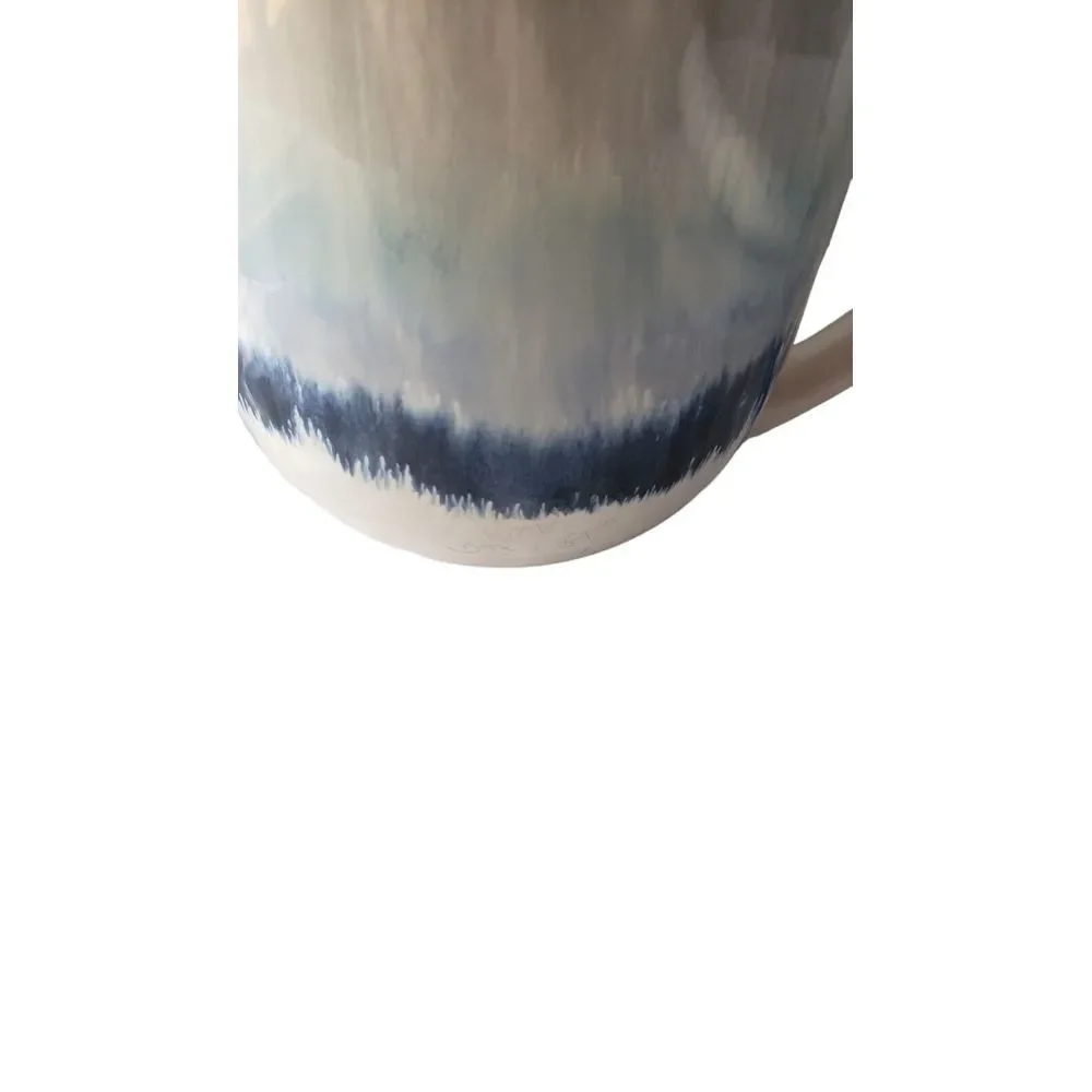 Pier One 1‎ Stoneware Coffee/Tea Mug Blue Ombre Band 20 Oz